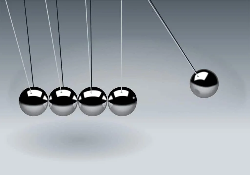 De 2de wet van newton gevisualiseerd met een newton pendel.